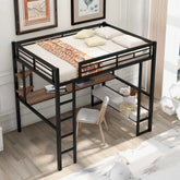Bellemave® Full Size Loft Bed with Long Desk and Shelves - Bellemave